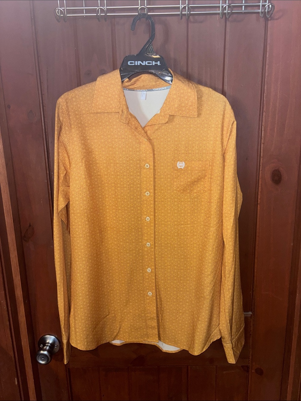 Cinch Men's Mustard Gold Long Sleeve Button-Down Shirt